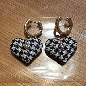 Front and back wearing, Gold and Black Heart Earrings